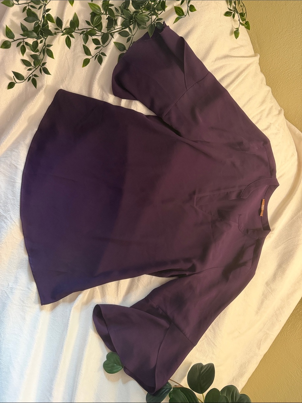 Women's Purple Bell Sleeve Tunic Top